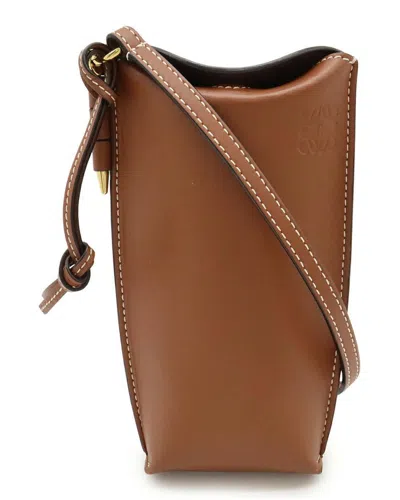 Pre-owned Loewe Anagram Gate Pocket Shoulder Bag Brown (authentic Pre-loved)
