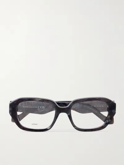 Loewe Anagram Square-frame Marbled Acetate Optical Glasses In Brown