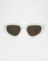 Loewe Anagram Geometric Acetate Sunglasses In Ivorybrown