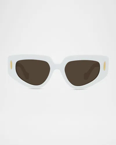 Loewe Anagram Geometric Acetate Sunglasses In Ivorybrown
