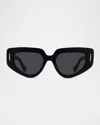 Loewe Anagram Geometric Acetate Sunglasses In Shiny Black Smoke