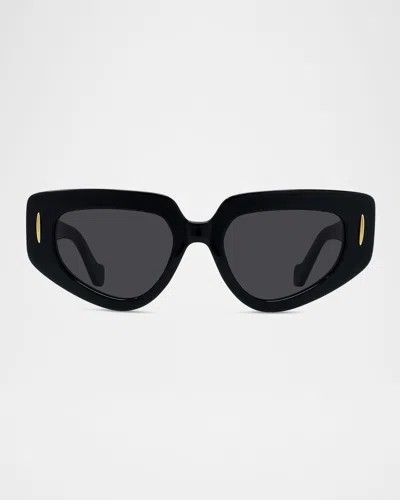 Loewe Anagram Geometric Acetate Sunglasses In Shiny Black Smoke
