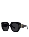 Loewe Anagram 50mm Small Geometric Sunglasses In Black/gray Solid