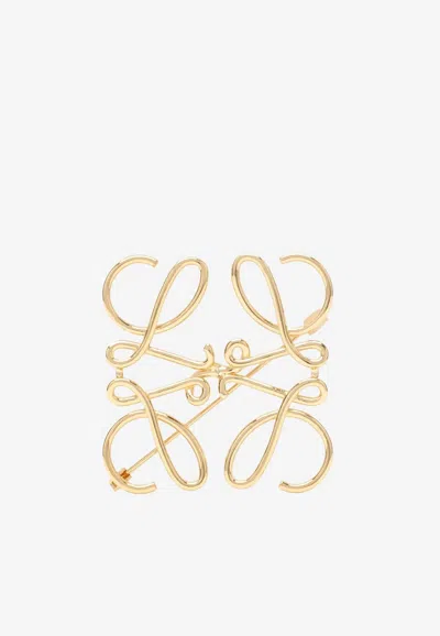 Loewe Anagram Gold Metal Brooch
