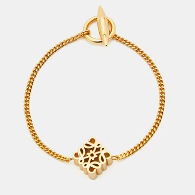 Pre-owned Loewe Anagram Gold Tone Bracelet