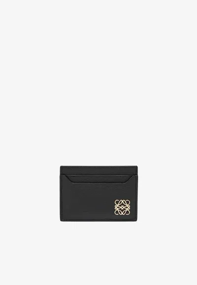 Loewe Anagram Grained Leather Cardholder In Black