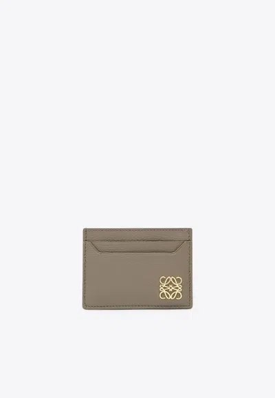 Loewe Anagram Grained Leather Cardholder In Gray