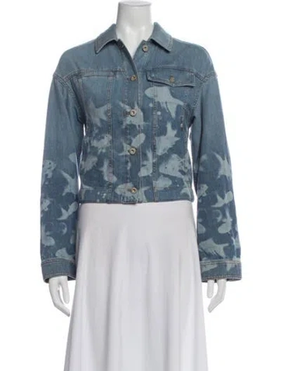 Pre-owned Loewe Anagram Graphic Print Denim Jacket In Blue