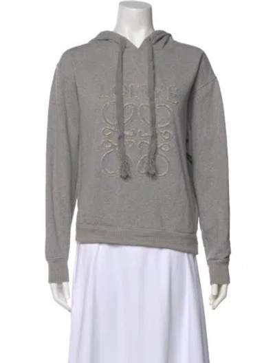 Pre-owned Loewe Anagram Graphic Print Hoodie In Gray