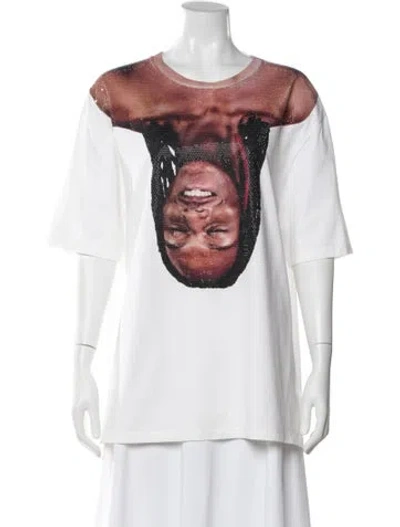 Pre-owned Loewe Anagram Graphic Print T-shirt In White