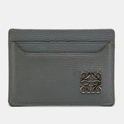 Pre-owned Loewe Anagram Grey Leather Card Holder
