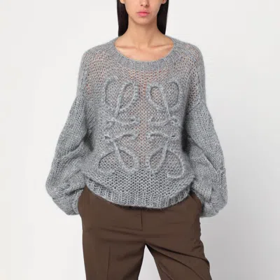 LOEWE ANAGRAM GREY MELANGE MOHAIR SWEATER
