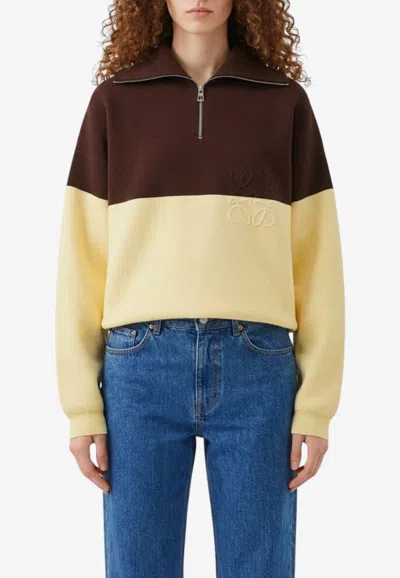 Loewe Anagram Half-zip Colorblocked Sweater In Multicolor