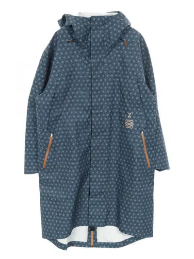 Pre-owned Loewe Anagram Hooded Coat In Blue