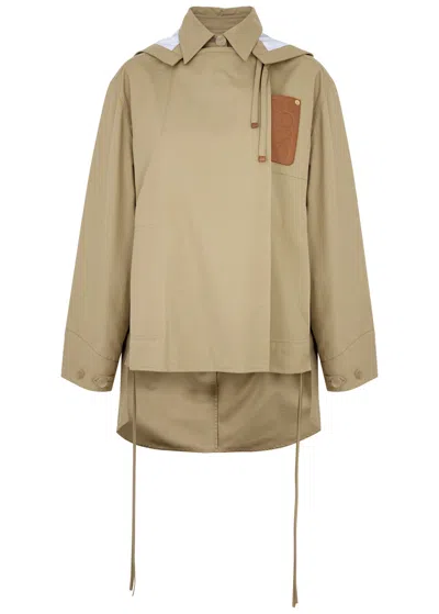 Loewe Anagram Hooded Cotton Parka In Neutral
