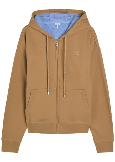 Loewe Anagram Hooded Cotton Sweatshirt In Brown