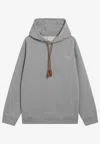 Loewe Gray Sweatshirt With Leather Flamenco Drawstring Men In Gray