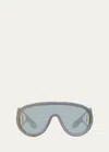Loewe Anagram Injected Plastic Shield Aviator Sunglasses In Blko/blu