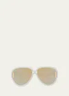 Loewe Anagram Injected Plastic Shield Aviator Sunglasses In Whto/smkmr