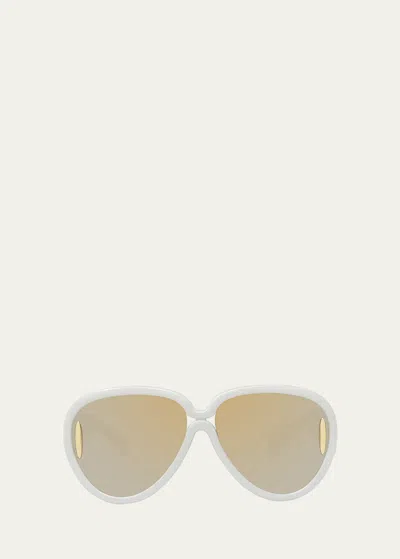 Loewe Anagram Injected Plastic Shield Aviator Sunglasses In Whto/smkmr