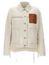Loewe Asymmetric Leather-trimmed Cotton And Linen-blend Drill Jacket In Beige