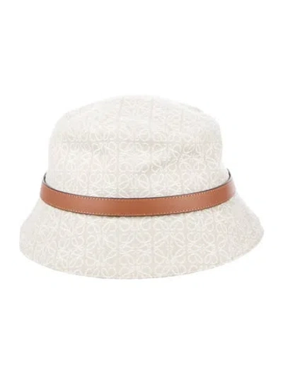 Pre-owned Loewe Anagram Jacquard Bucket Hat In Neutral