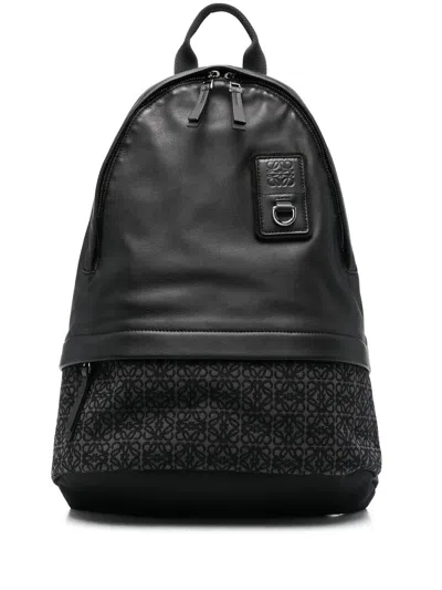 Loewe Anagram Jacquard Round Slim Backpack In Black