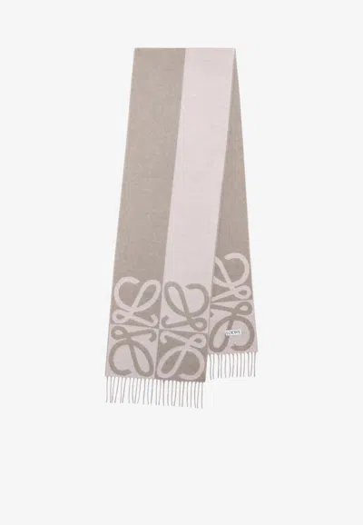 Loewe Anagram Jacquard Scarf In Neutral