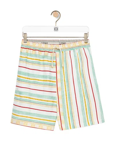Loewe Anagram-jacquard Striped Shorts In White