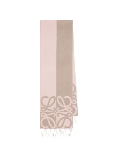 Loewe Anagram Jacquard-pattern Scarf In Neutral