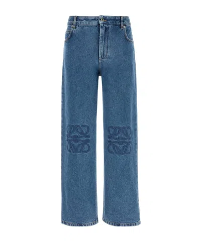LOEWE LOGO-EMBROIDERED COTTON JEANS