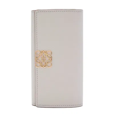 Loewe Anagram Key Case In Pebble Grained Calfskin In Neutral