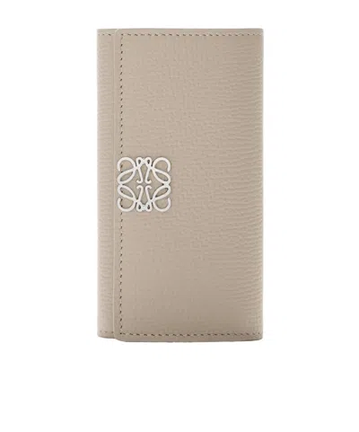 Loewe Anagram Key Case In Pebble Grained Calfskin In Brown