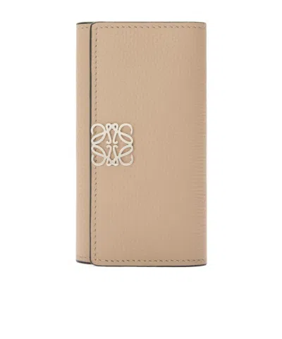 Loewe Anagram Key Case In Pebble Grained Calfskin In Multi