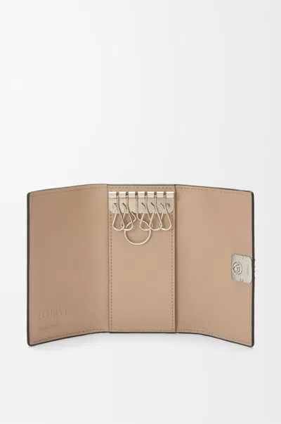Loewe Anagram Key Case In Pebble Grained Leather Skin For Woman In Brown