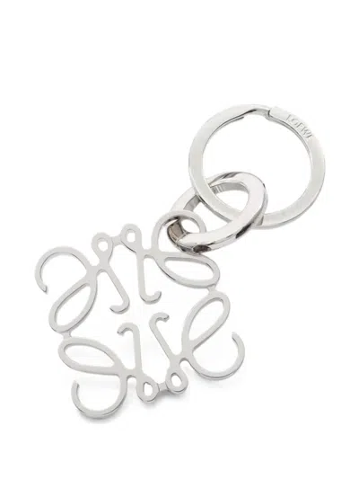 Pre-owned Loewe Anagram Key Ring In Silver
