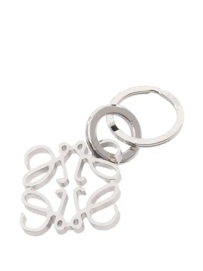 Pre-owned Loewe Anagram Key Ring In Silver