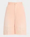 Loewe Anagram Knee Raw-hem Bermuda Shorts In Orange