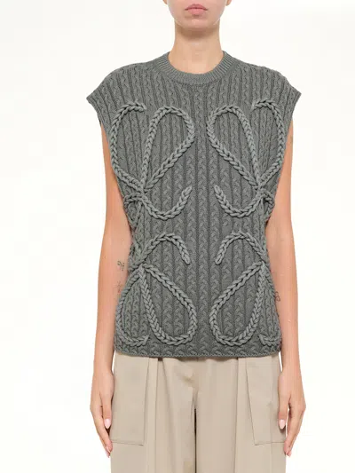 Loewe Anagram Knit Vest In Gray