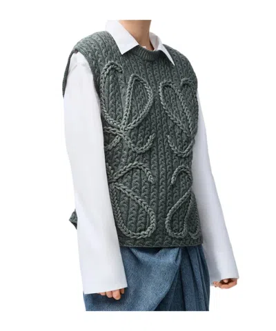 Loewe Anagram Knitted Vest In Green