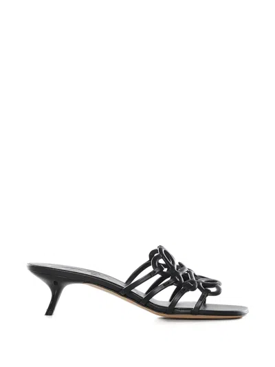 Loewe Anagram Knotted Heeled Sandals In Black
