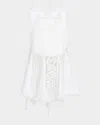 Loewe Anagram Lace Frayed Sleeveless Top In White