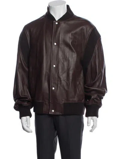 Pre-owned Loewe Anagram Lamb Leather Bomber Jacket W/ Tags In Brown