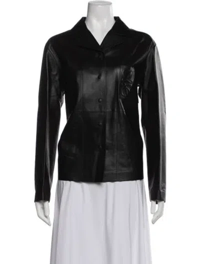 Pre-owned Loewe Anagram Lamb Leather Jacket In Black