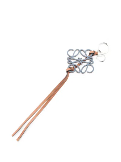 Pre-owned Loewe Anagram Leather Bag Charm In Blue