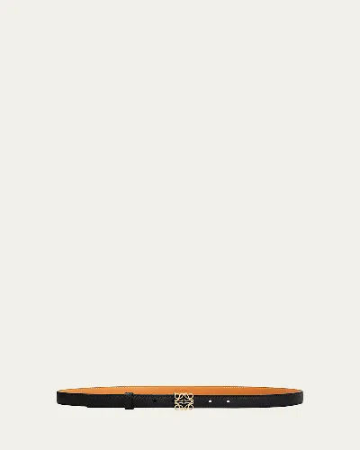 Loewe Anagram Leather Belt In Black/gold