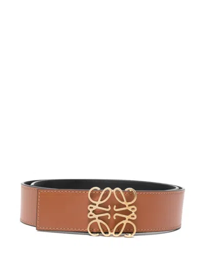 Loewe Men Anagram Reversible Belt In Smooth Calfskin In Brown