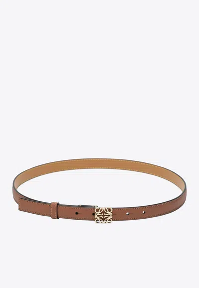 Loewe Anagram Grained Leather Belt In Brown