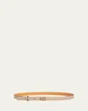 Loewe Logo Leather Buckle Skinny Belt In Sand Gold