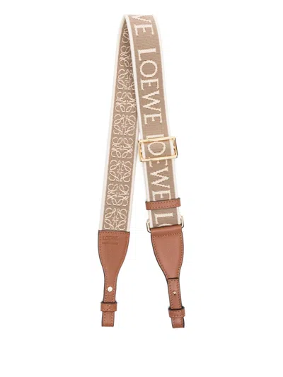 Loewe Anagram Leather Belt Strap In Sand